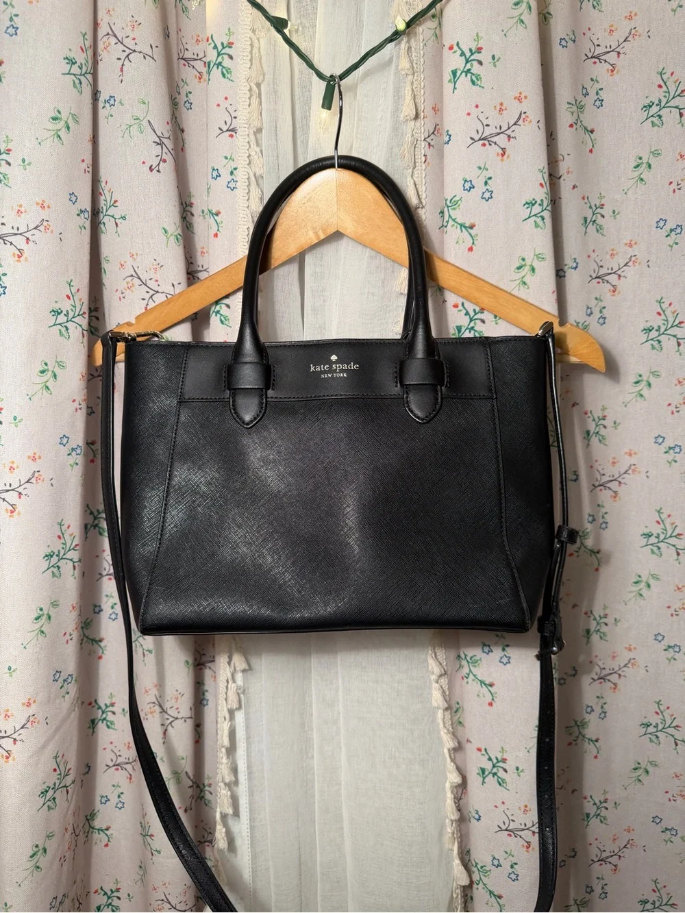 kate spade Black Saffiano Leather Satchel with Shoulder Strap